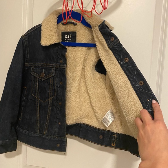 GAP Boys Sherpa Fully Lined Denim Jacket XS - Picture 3 of 5
